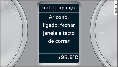 Painel de instrumentos: exemplo de uma indicação de economia